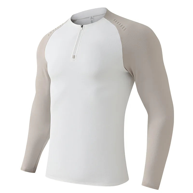 Outdoor Sports Stand-up Collar Long-sleeved Quick-drying Clothes Autumn Half-zipper Top Cycling Running Yoga Gym Fitness T-shirt