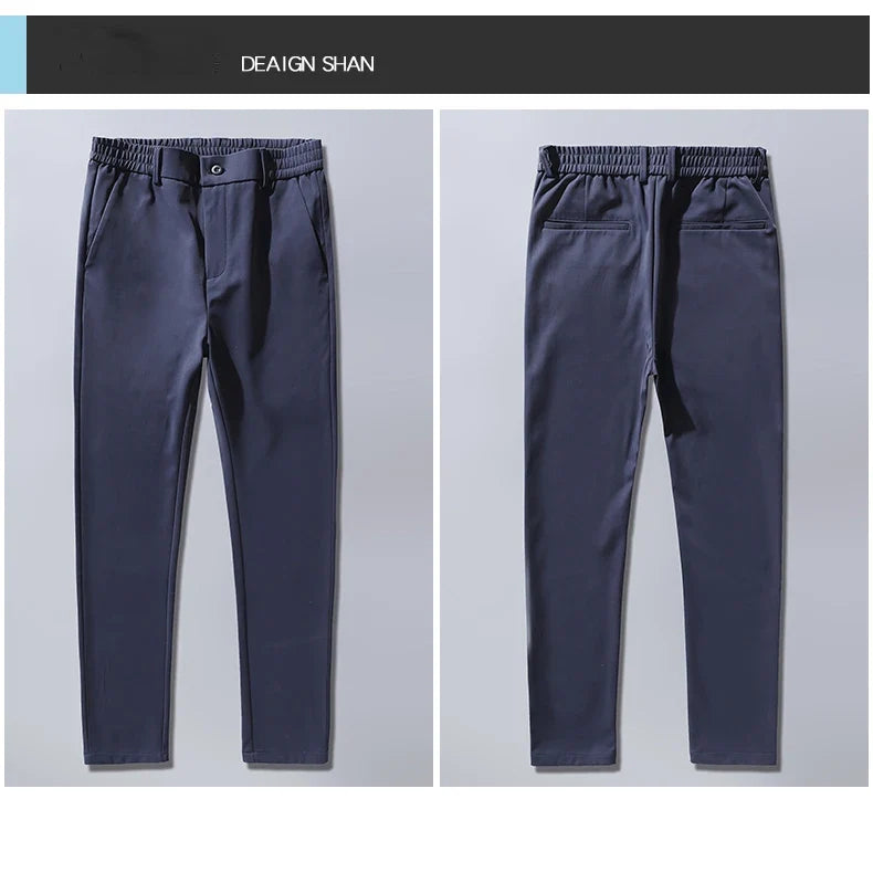 2024 Summer New  Men's Thin Straight Casual Pants Classic Style Light Gray Business Stretch Trousers Male Brand