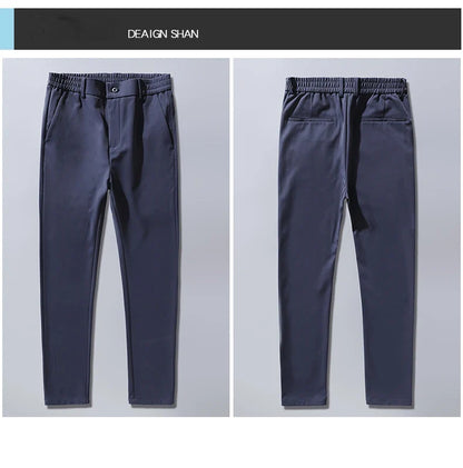2024 Summer New  Men's Thin Straight Casual Pants Classic Style Light Gray Business Stretch Trousers Male Brand