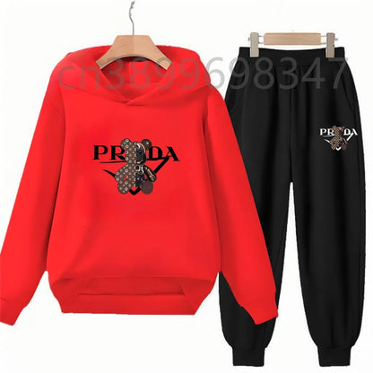 Children 3-12 Years Hoodie Long-sleeved Boys Girls Toddler Sports Coat Top+Pants Casual Sweatshirt Set Kids Little Bear Letters