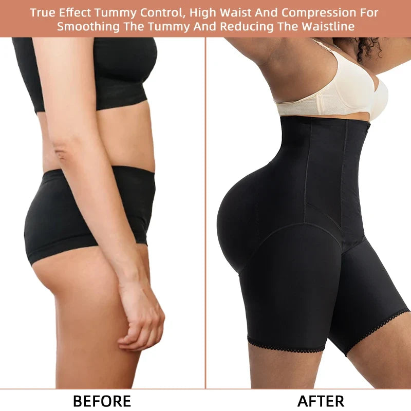 High Waist Body Shaper Women Postpartum Recovery Tummy Control Butt Lifter Zipper With Inner Hooks In Front Shapewear Shorts