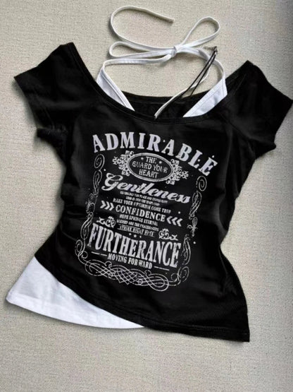 2026 Summer Y2k Vintage Graphic T Shirts Women Grunge Streetwear Hot Girl Slim Fit Tee Harajuku Fashion Casual Sweet Tops Chic