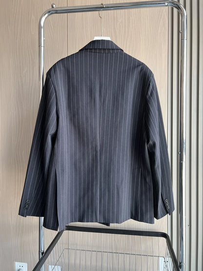 Fall/Winter 2025 New  Women's Street Fashion oversized pinstripe shoulder-padded loose suit jacket for women