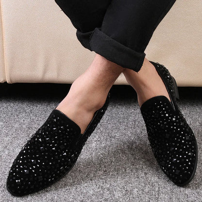 Formal Shoes Men Rhinestone Mens Dress Shoes Sepatu Slip On Pria Loafers Men Wedding Shoes Moda Italiana De Hombre Bona Zapatos