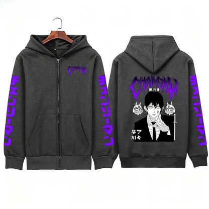Chainsaw Man Men's Zipper Coat Hoodie Sweater Long-sleeved Jacket Aki Hayakawa Anime Spring And Autumn Top Winter