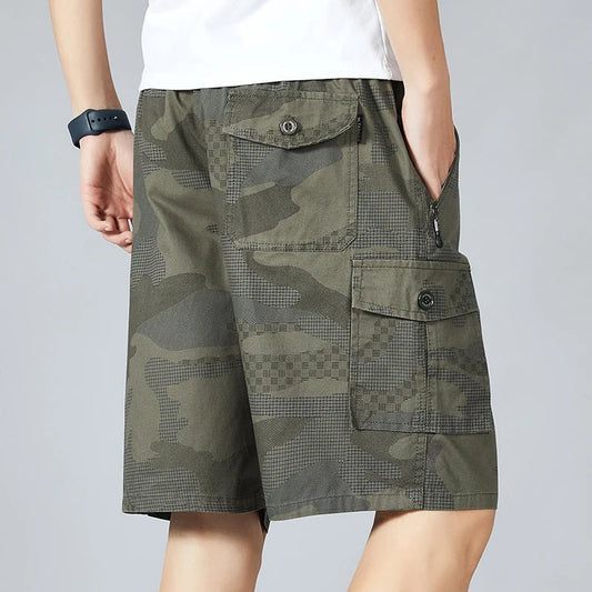 Men's Camo Shorts Elastic Waistband Casual Cargo Shorts Hiking Running Male Clothes Athletic Plus Size Y2K Knee Short Pants