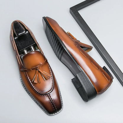 Fashion Shoe Office Shoes for Men Casual Shoes Breathable Leather Loafers Mens Driving Moccasins Comfortable Slip on 2023 Brown