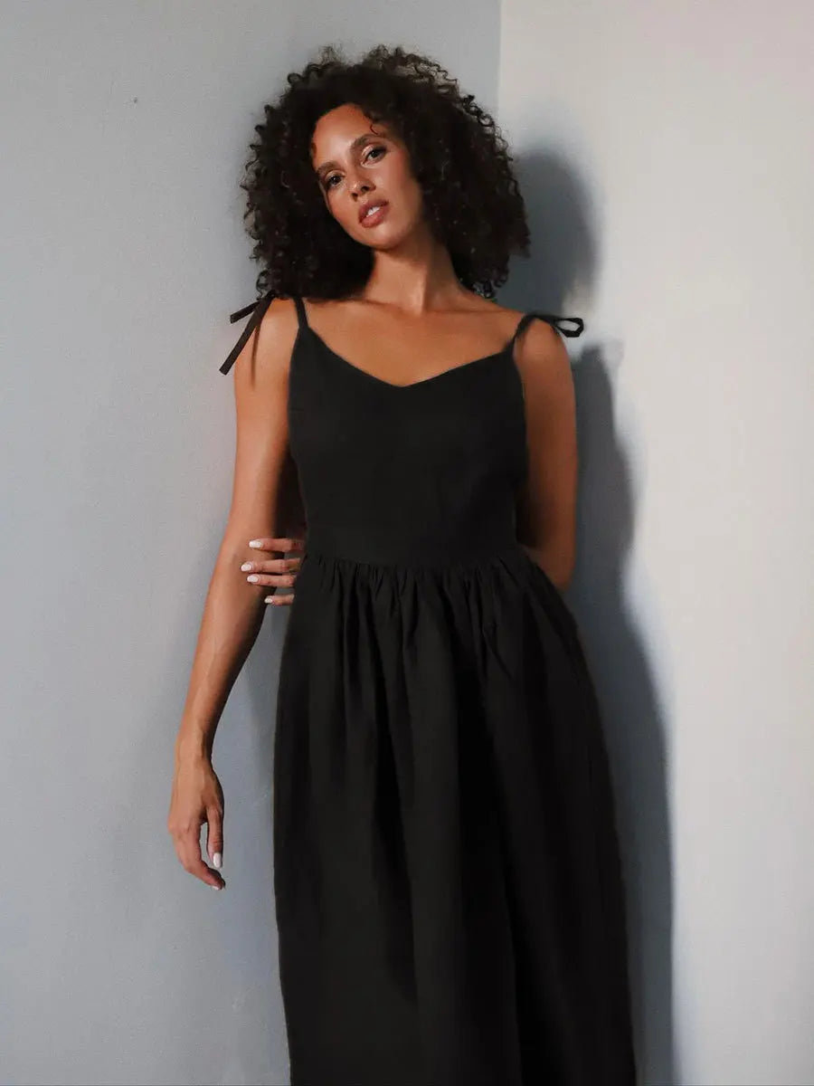 Spring Summer Beach Style Women Dress Vintage Loose A-line Sling Dress Sexy Hot Girl 100% Cotton V-neck Dress
