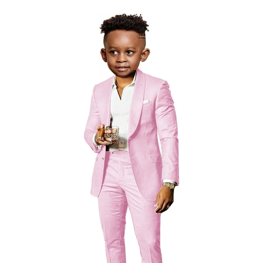Many Colors Boys Regular Fit Suit Set 2 Pieces Jacket Pants Formal Banquet Outfit Handsome Comfortable Wedding Tuxedo For Kids