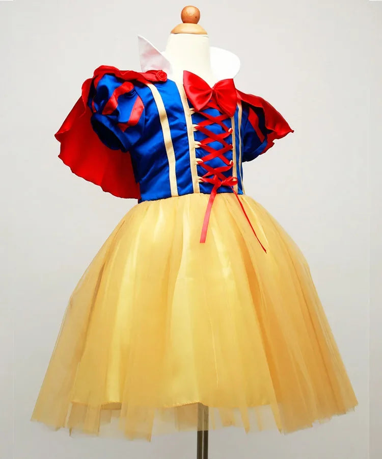 Snow White Princess Dress Up Kids Girls Halloween Costume With Cape Toddler Birthday Party Role Playing Children Apparel Clothes
