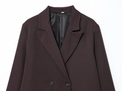 Elegant Double Breasted Suit Women Trendy Commute Lapel Blazer Coat 2026 Spring Summer Minimalist Office Lady Blazer