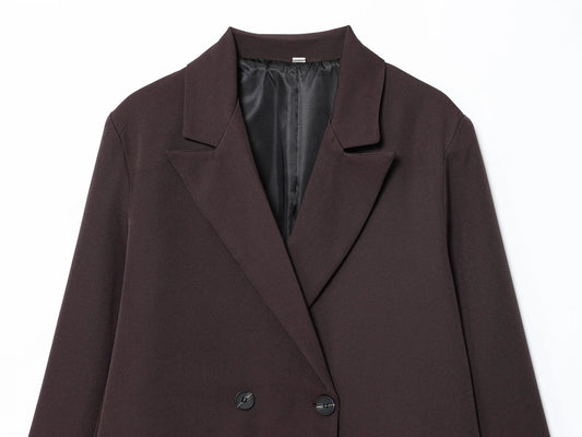 Elegant Double Breasted Suit Women Trendy Commute Lapel Blazer Coat 2026 Spring Summer Minimalist Office Lady Blazer