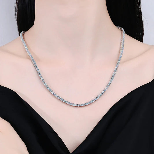 Collier tennis entièrement en moissanite de 2,5 à 6,5 mm pour femme, pendentif diamant étincelant en argent sterling 925, cadeau de bijoux fins GRA