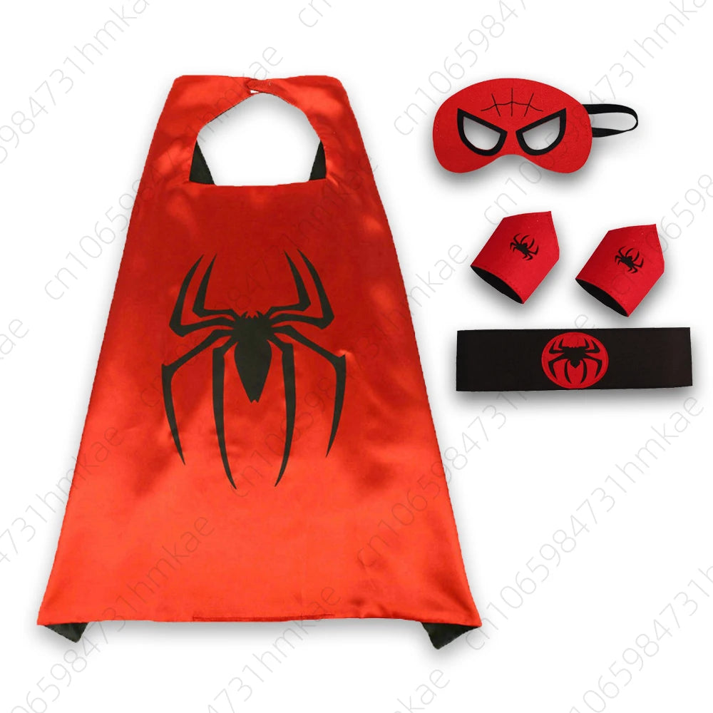 Superhero Halloween Masquerade Mask Cape Cloak Anime Spider Man Batman Cloak Action Figure Toys Cosplay Party Gift