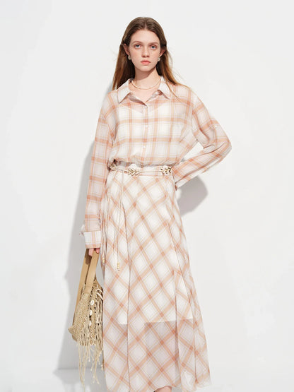 Retro Checkered Elegant Commuter Dress for Women Spring 2026 New Arrival Quick-Drying Easy-Care WIth Inner camisole Dress