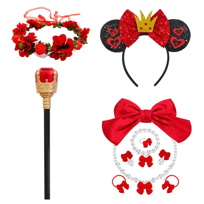 Girls Halloween Party Cosplay Red Queen Gown Clothes Kids Witch Long Sleeves Carnival Outfits Children Masquerade Fancy Costumes