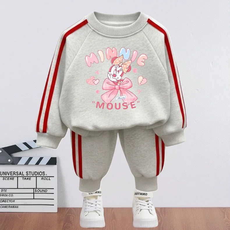2026 Spring New Style Children Clothing Sets Girls O Neck Hoodies and Side Stripe Trouser Two Piece Kids Casual Sweatshirts Set