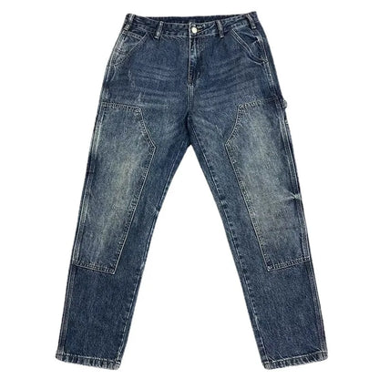 Autumn Men's Jeans With Multiple Pockets Workwear Pants Leg Pants Retro Straight Leg Pants Casual Pants