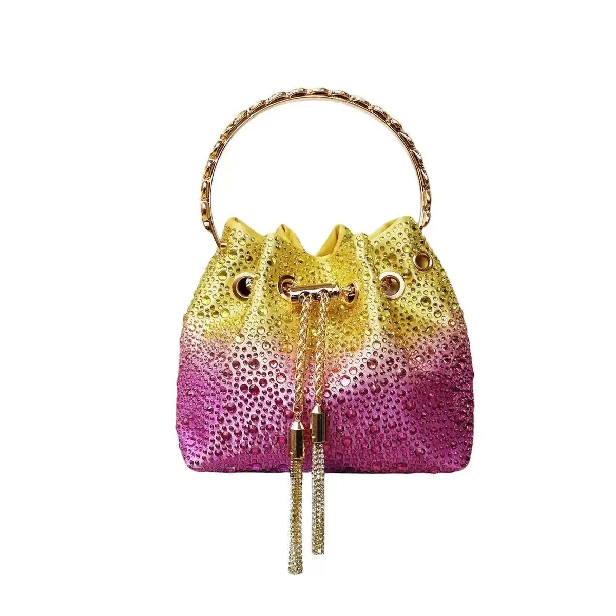 Luxury Designer Women Handbag Glitter Diamond Banquet Bag Satin Bucket Bag Wedding Party Clutch Purse Exquisite Evening Bag