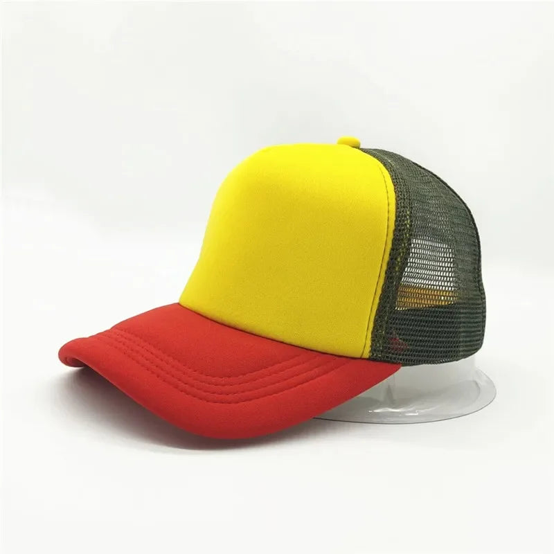 Unisex Cheaper 5 Panel Trucker Hat For Adult Summer Net Baseball Cap Men Women Sponge Mesh Adjustable Sun Hat Visor