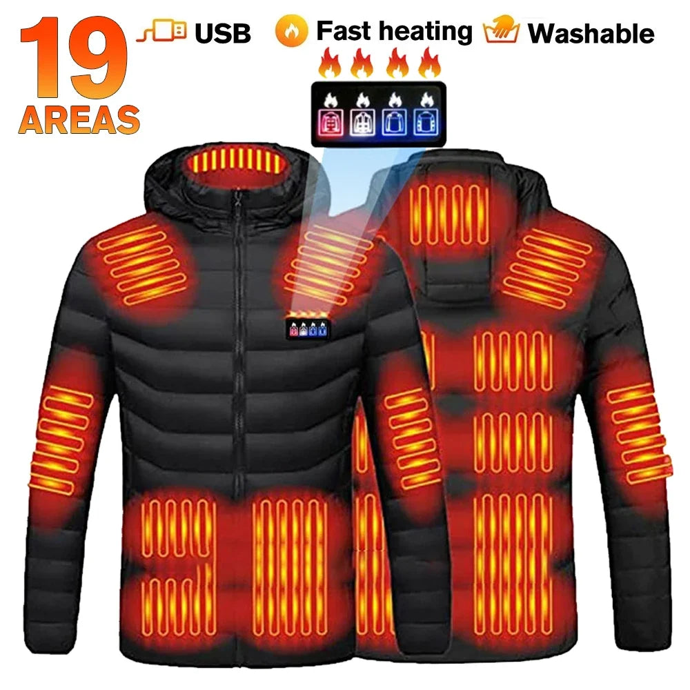 21 Areas Heated Jacket Women's Warm Vest USB Men's Heating Jacket  Waterproof Winter Heated Jackets Ski Clothing Coat Heated