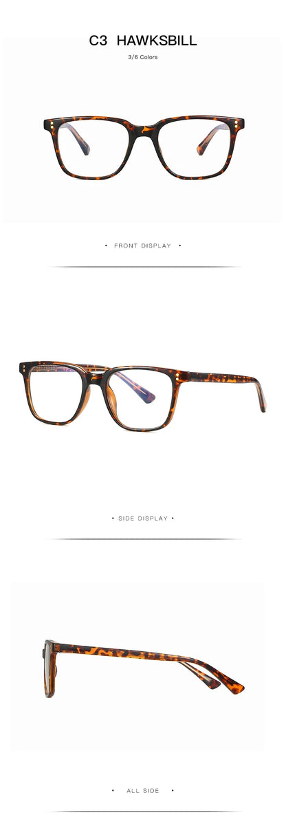Men's Square Classic Eyeglass Frames Myopia Hyperopia Anti-Blue Light Reading Glasses Customizable Prescription PFD2082