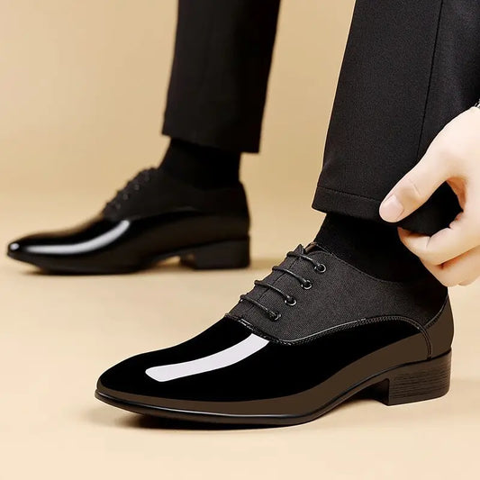 Patent Leather Pointed Toe Social Shoe for Men Spring Autumn Gentleman Office Low Price Luxury Designer Official Dress Shoes Man