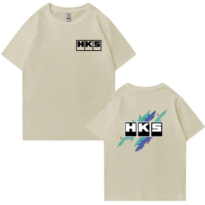 Japanese JDM Improved HKS Endless Car Graphic short sleeve t-shirts Cotton Men Women Oversized Tee shirt Double Sided Unisex Top