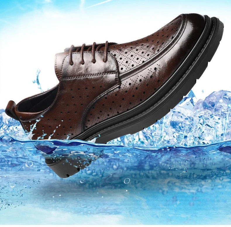 British Style Business Derby Shoes for Men Spring Summer Breathable Dress Shoes Male Fashion Casual Leather Wedding Shoe Man