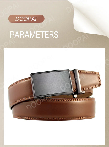 Mens Leather Belt  Automatic Genuine Leather Belts Leisure Fashion Ratchet Belts for Men Pants Waistband Ремень