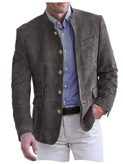 Autumn Winter Men's Casual Blazer Fashion Single-Breasted Snowflake Fleece Jacket Solid Color Daily Work Business Party Coats