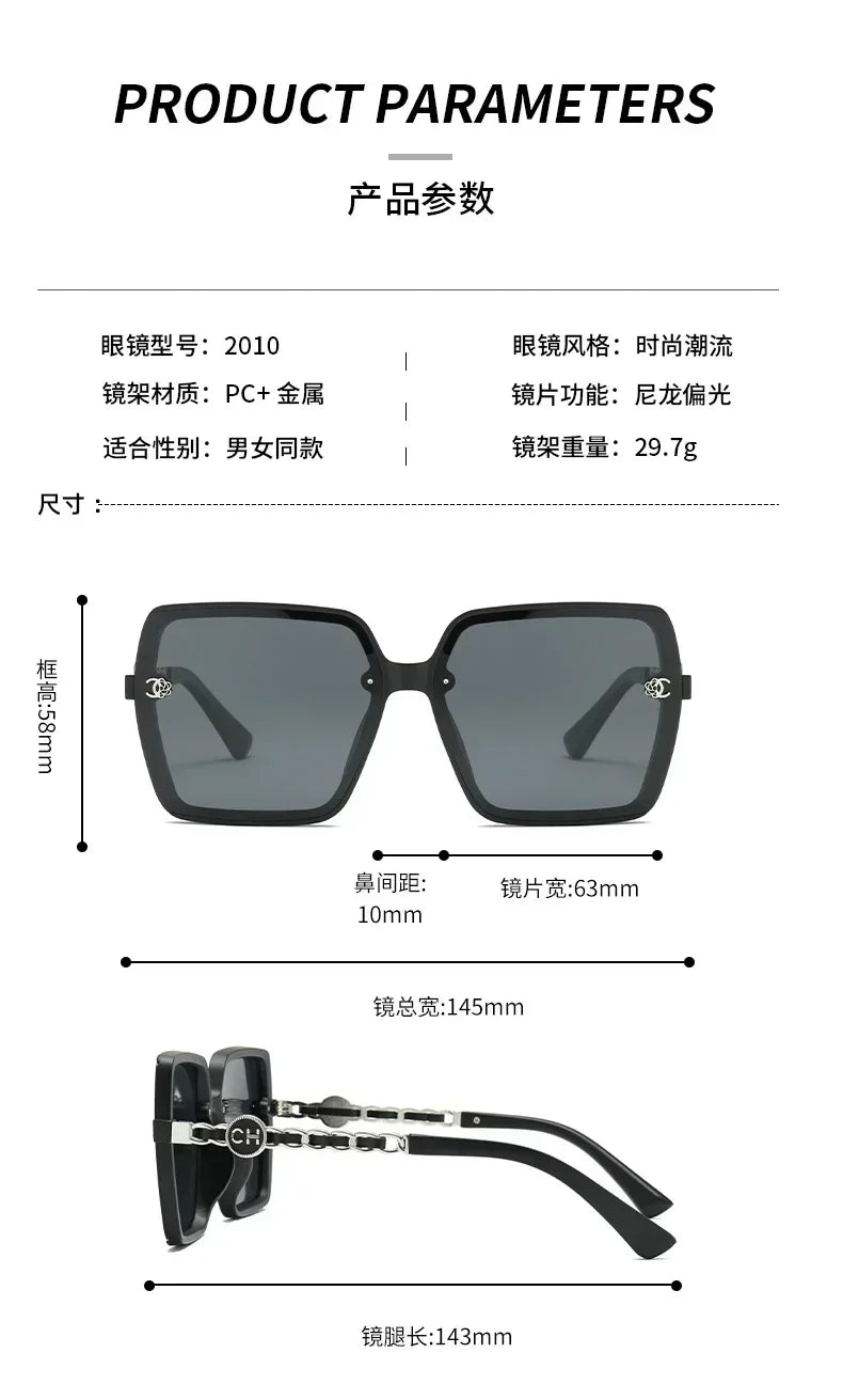 Ins 2025 Luxury Designer Polarized Sunglasses Women New Fashion Big Square Retro Sun Glasses Ladies Eyewears Gafas De Sol UV400