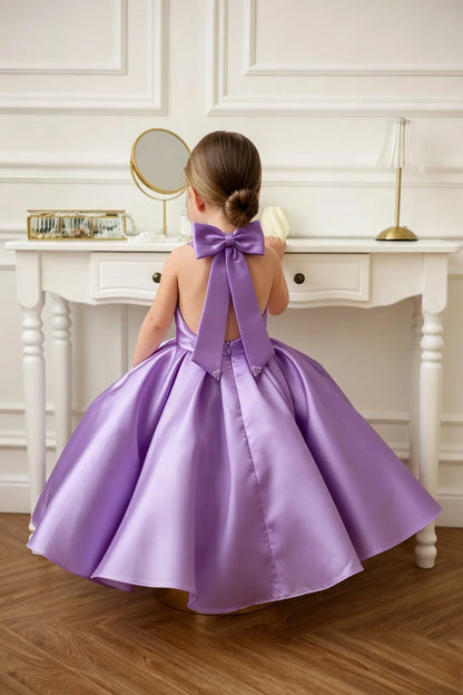 Satin Flower Girl Dress Mini Bridal Wedding Dress Kids Ball Gown 1st Communion Frock Pageant Gown Vestidos De Noiva Customized