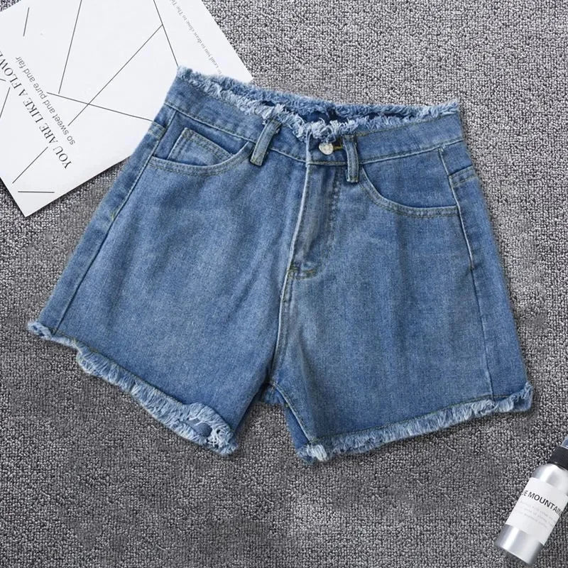 2026 New Summer Shorts Women Jeans High-waisted Denim Short Pants Female Rough-selvedge Outside Casual Sports Shorts Loose Jeans