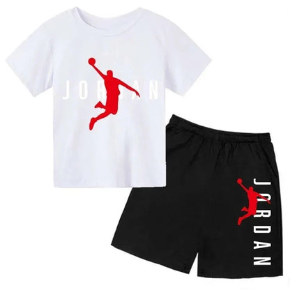 Summer Brand Letter Print Short Sleeve Kid T-shirt+shorts 2pcs Set for Boys and Girls Fashionable Casual Children's Set Outfits