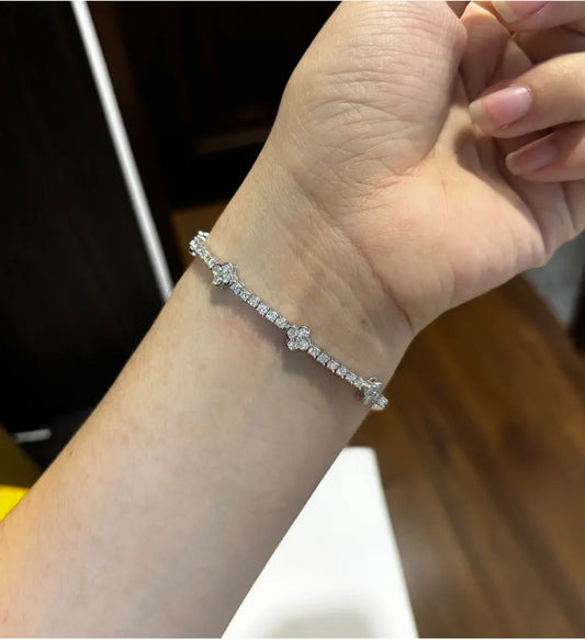 Bracelet tennis complet en moissanite de 3mm pour femme, étincelant, avec diamant en argent sterling S925, bijoux de fête et de mariage