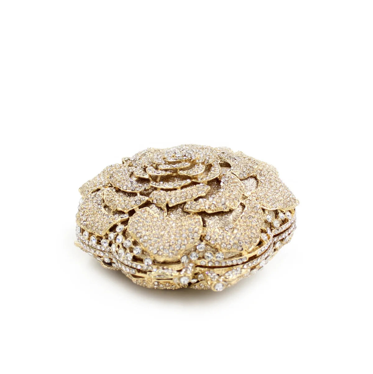 Luxury Rose Shape Diamond Rhinestone Clutch Bag Hollow Metal Banquet Wedding Handbag Women Evening Bag
