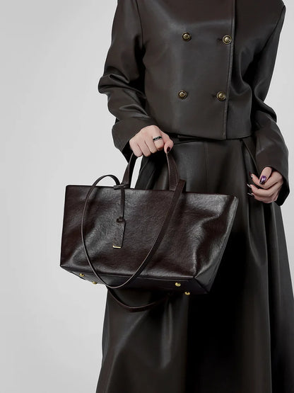 Luxury Women's Shoulder Bag Soft Leather Large Capacity Square Fashion Tote Bag Korean Fashionable Handbag Shopping Underarm Bag