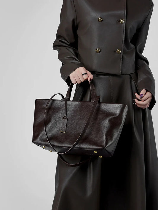 Luxury Women's Shoulder Bag Soft Leather Large Capacity Square Fashion Tote Bag Korean Fashionable Handbag Shopping Underarm Bag