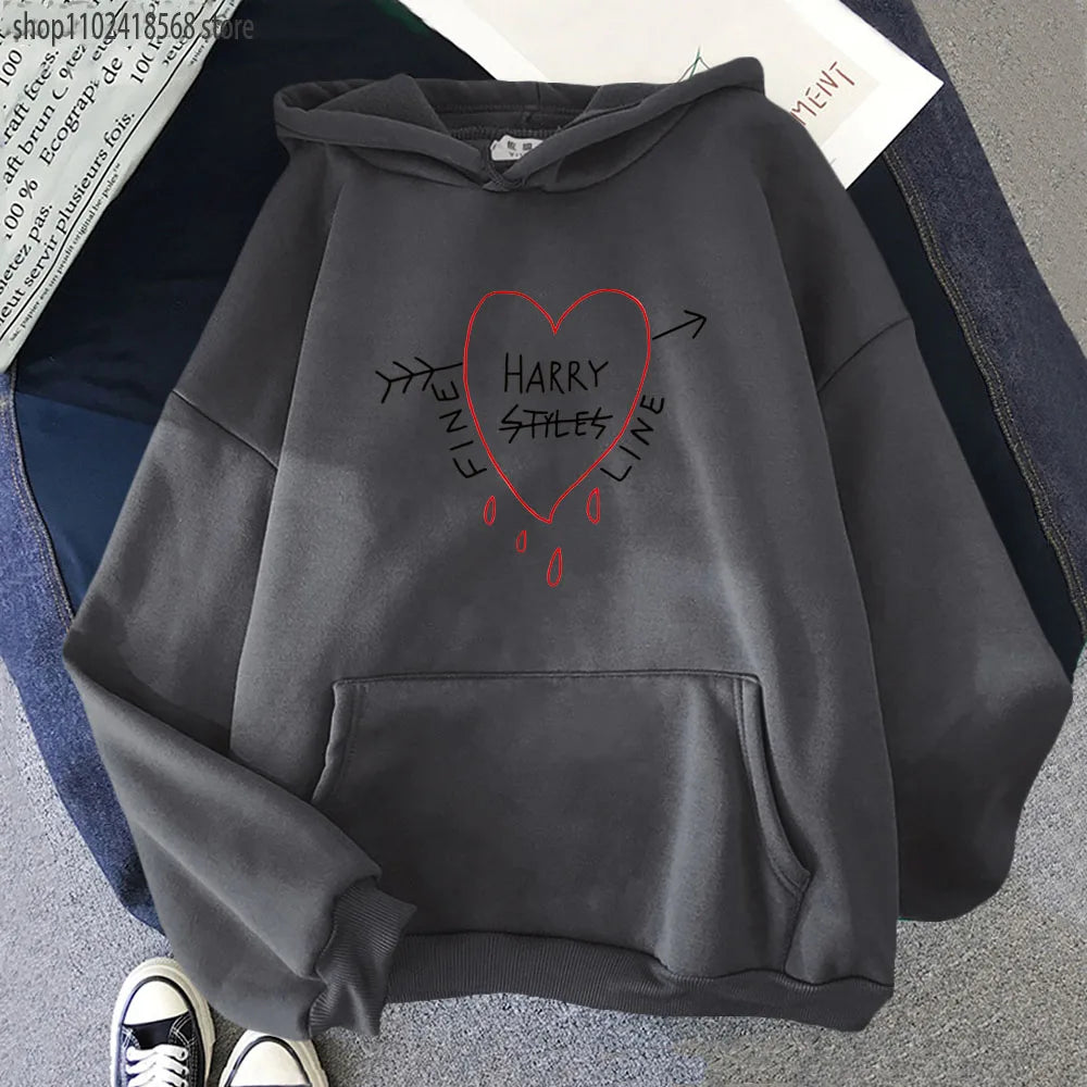 Happy Fine Line Print Hoodeis Harry Styles Treat People Kindness Fashionable Sweatshirts Women's Top Men Clothing Y2k Pullover