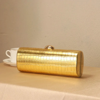 Chic Pu Leather Box Bag Female Glossy Golden Elegant Clutch Ladies Wedding/birthday Party Evening Purse Hard Purse and Handbag