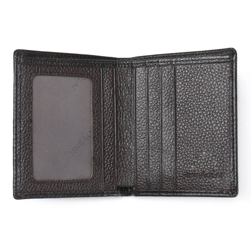 100% Genuine Leather Men Wallet Premium Product Real Cowhide Wallets For Man Short Black Credit Card Cash Receipt Holder Purse
