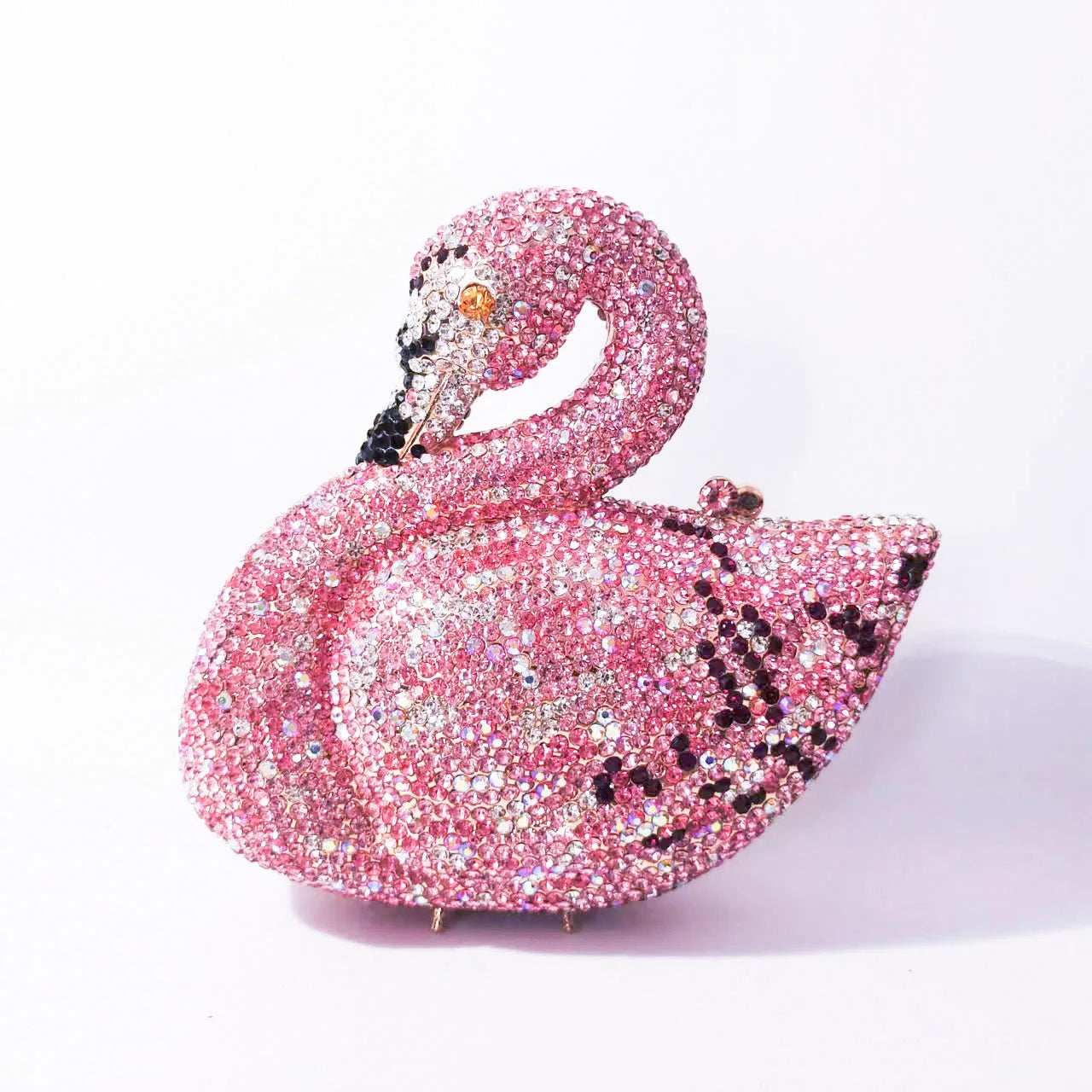 Swan Shaped Crystals Evening Bags New Women Sparkling Rhinestone Metal Clutch Luxury Bridal Purses Wedding Party Handbags