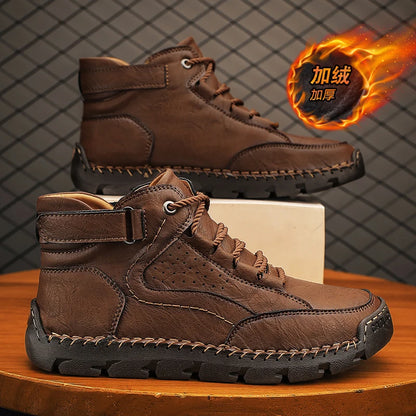 Men's Hand-stitched Boots Plus-size Casual Shoes Comfortable Soft Ankle Boots Outdoor Non-slip Wear Boots