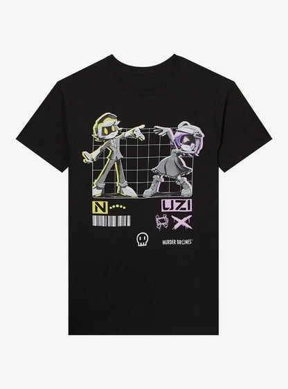 Cartoon Retro Punk Cotton Printed Short-sleeved  Murder Drones Uzi Heavyweight T-Shirt Harajuku Retro Casual Streetwear Unisex