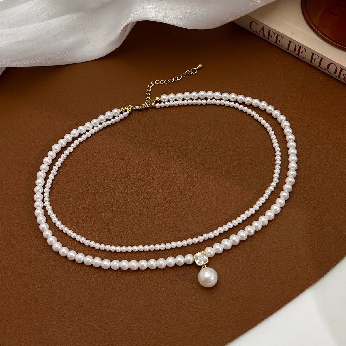2025 Trendy Double-layer Imitation Pearl Bead Necklace Elegant Accessories For Womens Sexy Collarbone Chain Light Luxury Jewelry