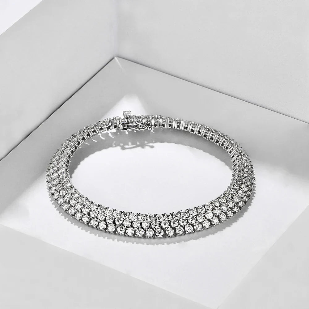 S925 Sterling Silver All Moissanite Tennis Bracelet for Women D VVS1 Diamond Gold Plated Luxury Wedding Fine Jewelry