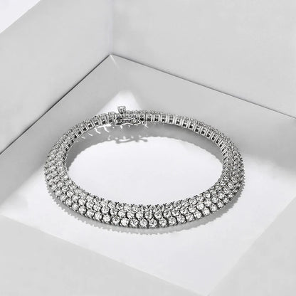 S925 Sterling Silver All Moissanite Tennis Bracelet for Women D VVS1 Diamond Gold Plated Luxury Wedding Fine Jewelry