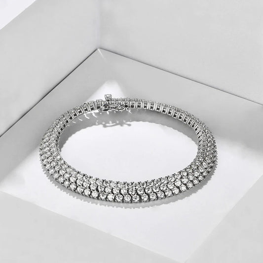 Bracelet de tennis en argent sterling S925 avec moissanite pour femme, plaqué or, diamant D VVS1, bijoux de luxe pour mariage