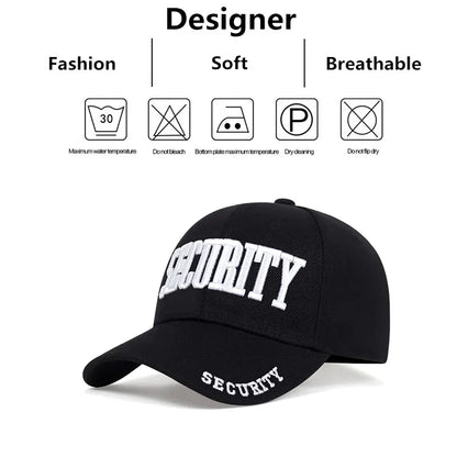 Unisex SECURITY Embroidery Baseball Caps Spring and Autumn Outdoor Adjustable Casual Hats Sunscreen Hat